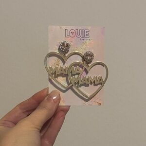 Gold Heart 'Mama' Earrings